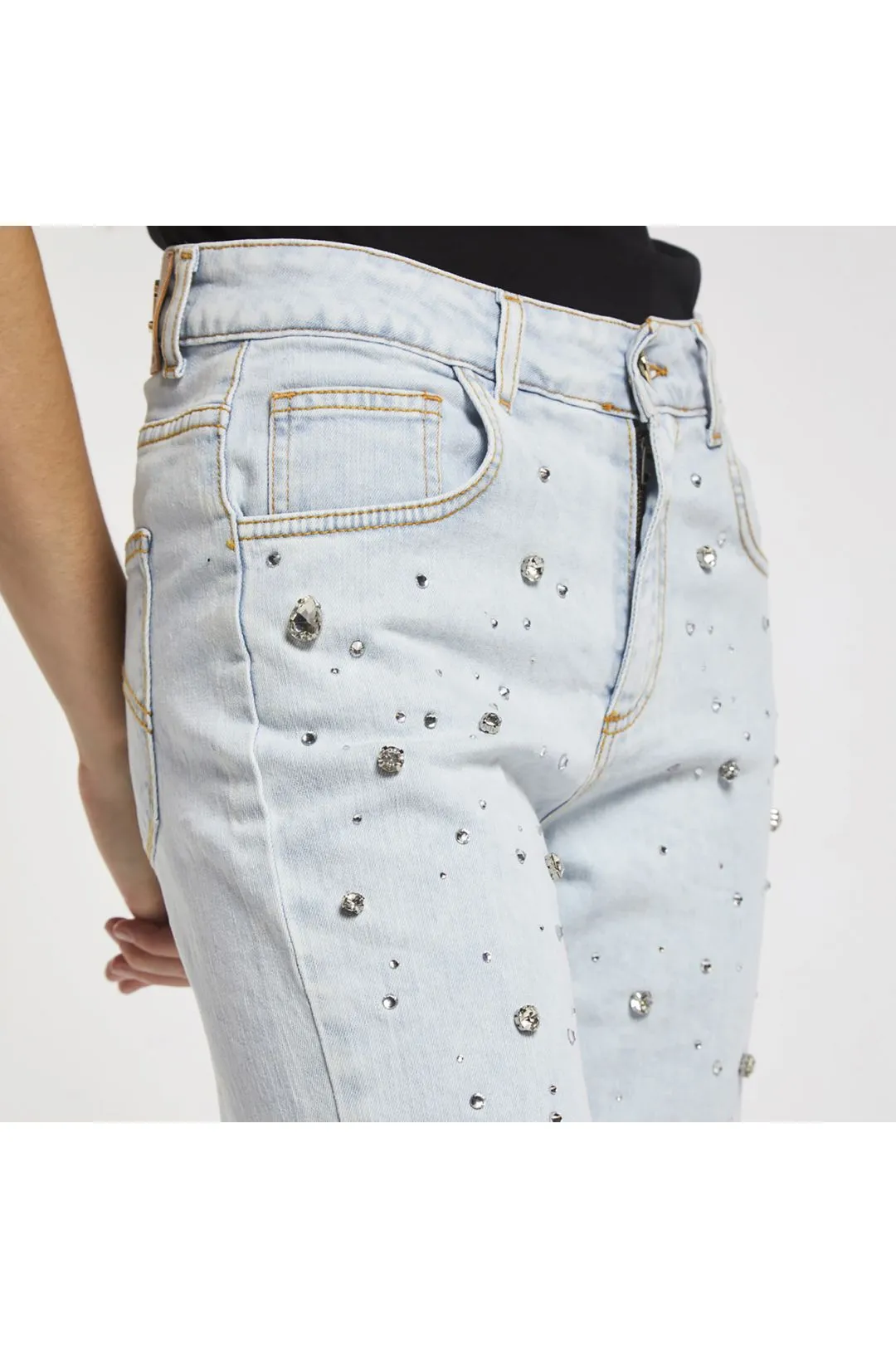 jeans regular in tela comfort bleach