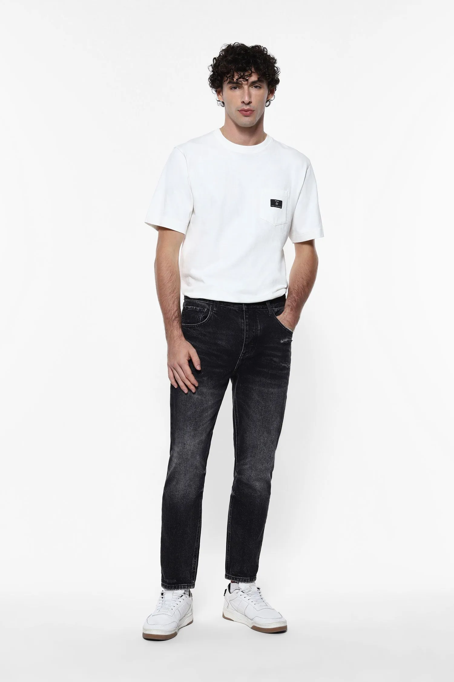   Jeans slim-fit delavé     