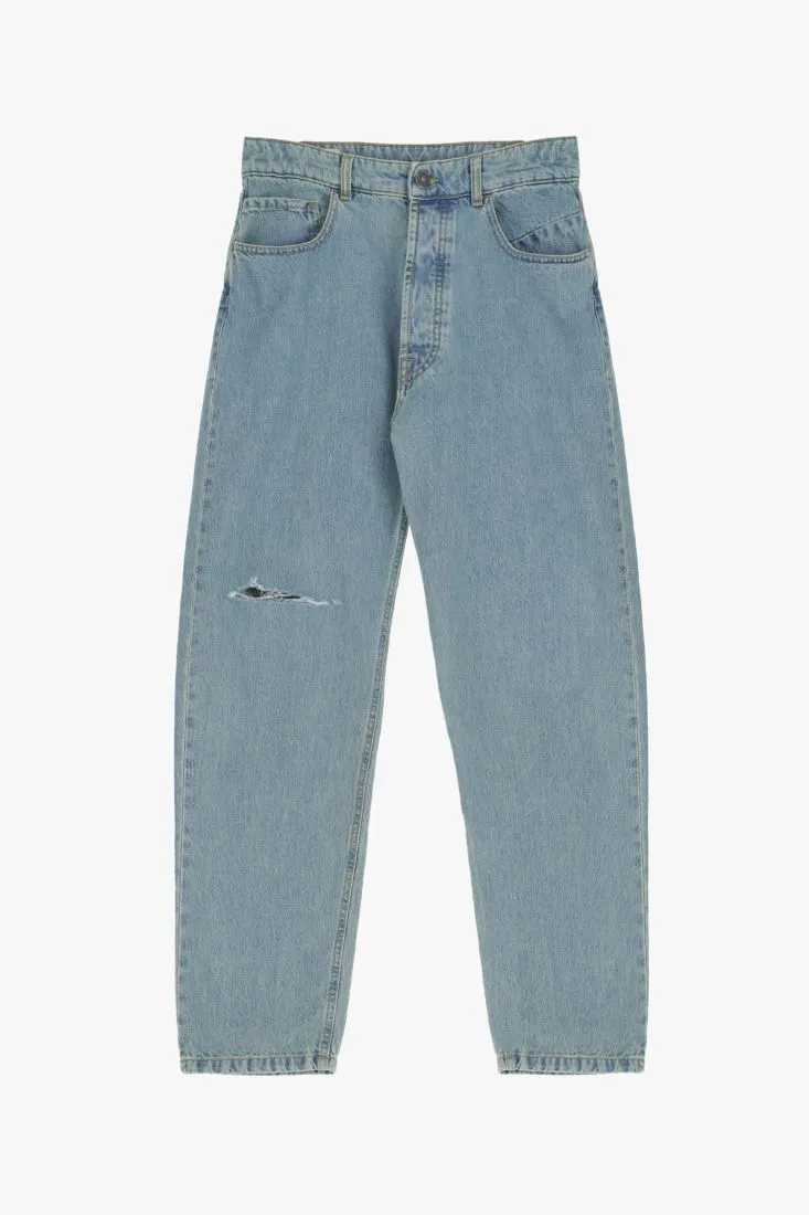 Jeans slim-fit in puro cotone con abrasioni
