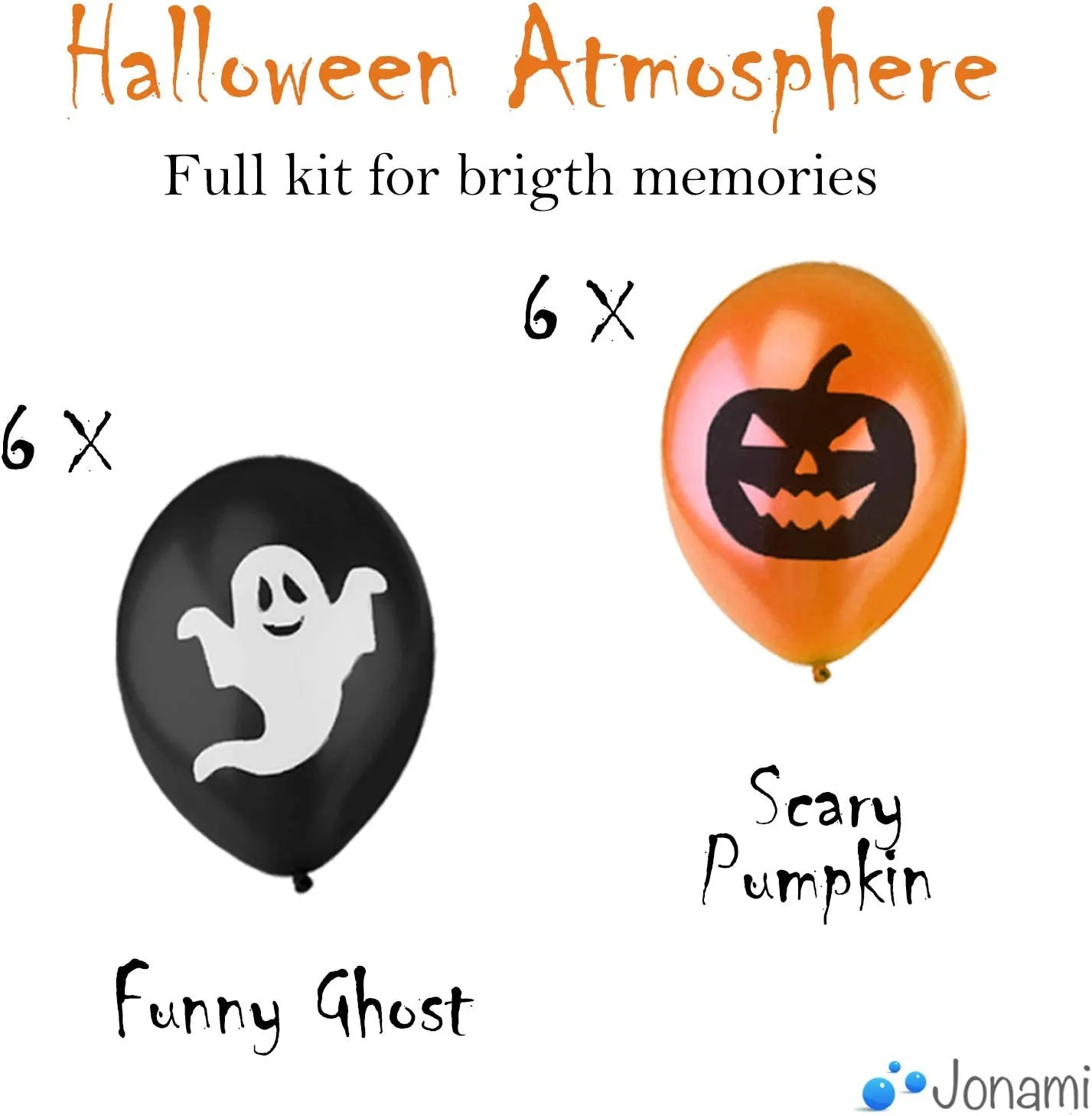 Jonami Decorazioni Halloween Casa - Festone Happy Halloween, Ghirlande di Zucche e Ragni, Foto Booth Props Halloween e Palloncin