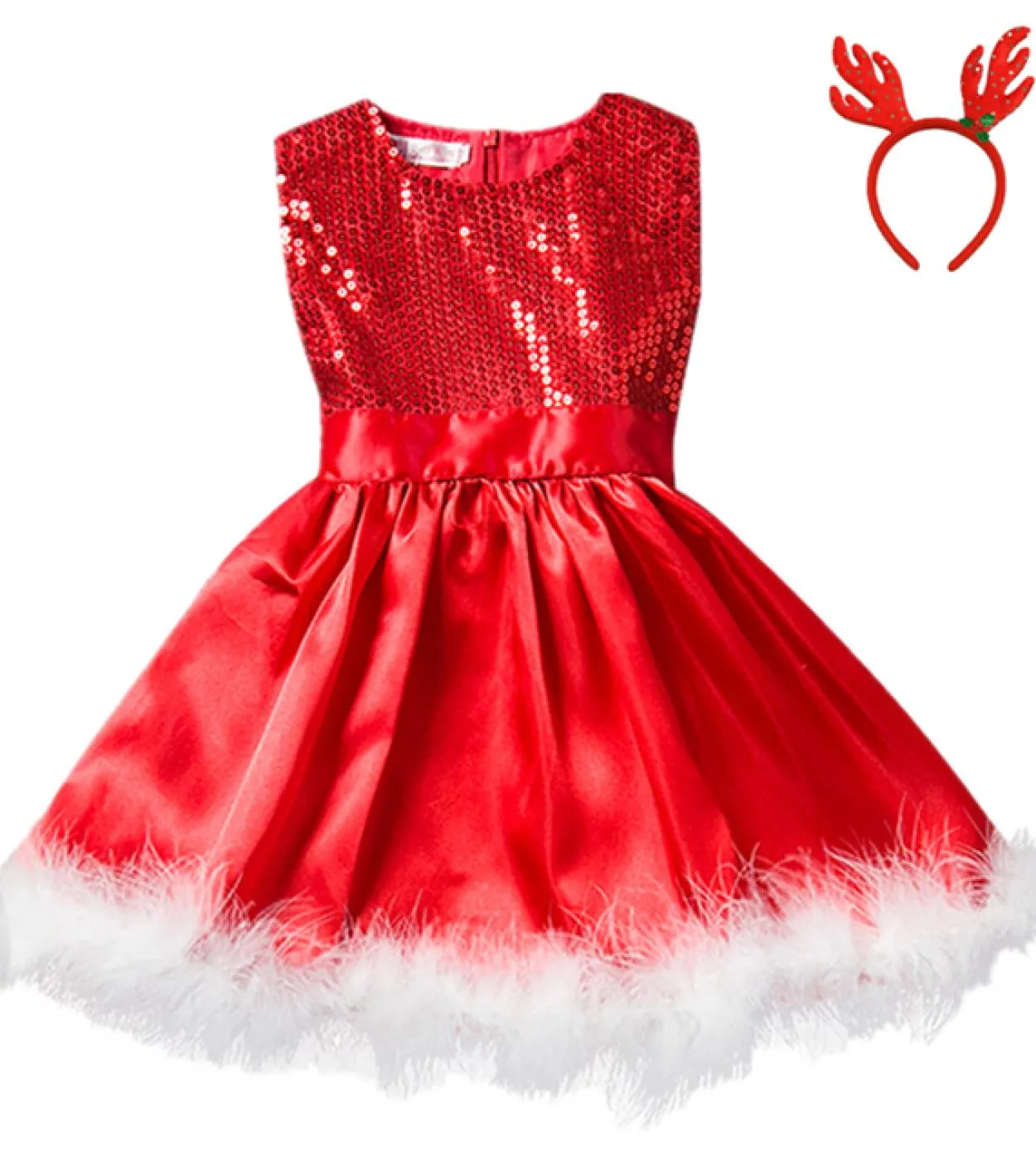 Le ragazze di Natale rosse vestono i vestiti del tutu di tulle con paillettes autunno inverno dei bambini Costume da festa di Na