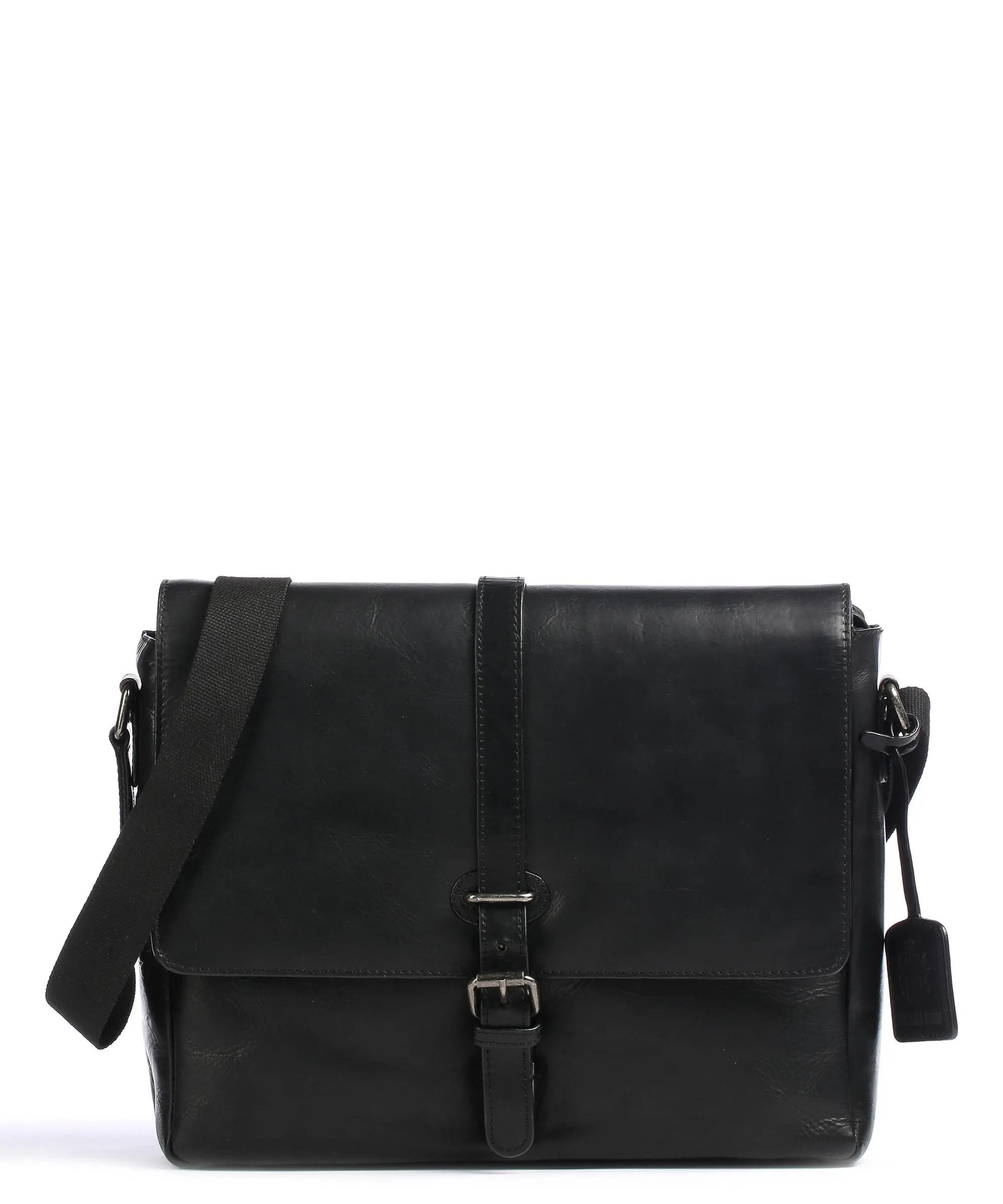  Leonhard Heyden Roma Borsa a spalla 13″ pelle granulata nero  