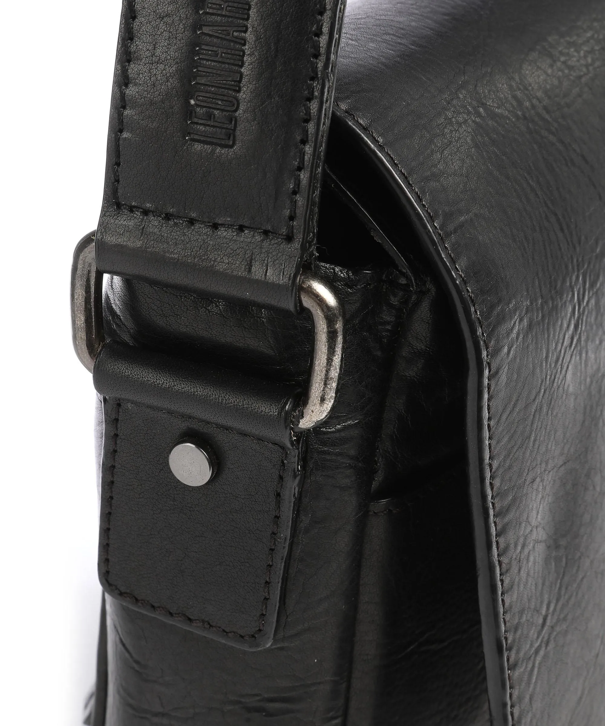  Leonhard Heyden Roma Borsa a spalla 13″ pelle granulata nero  