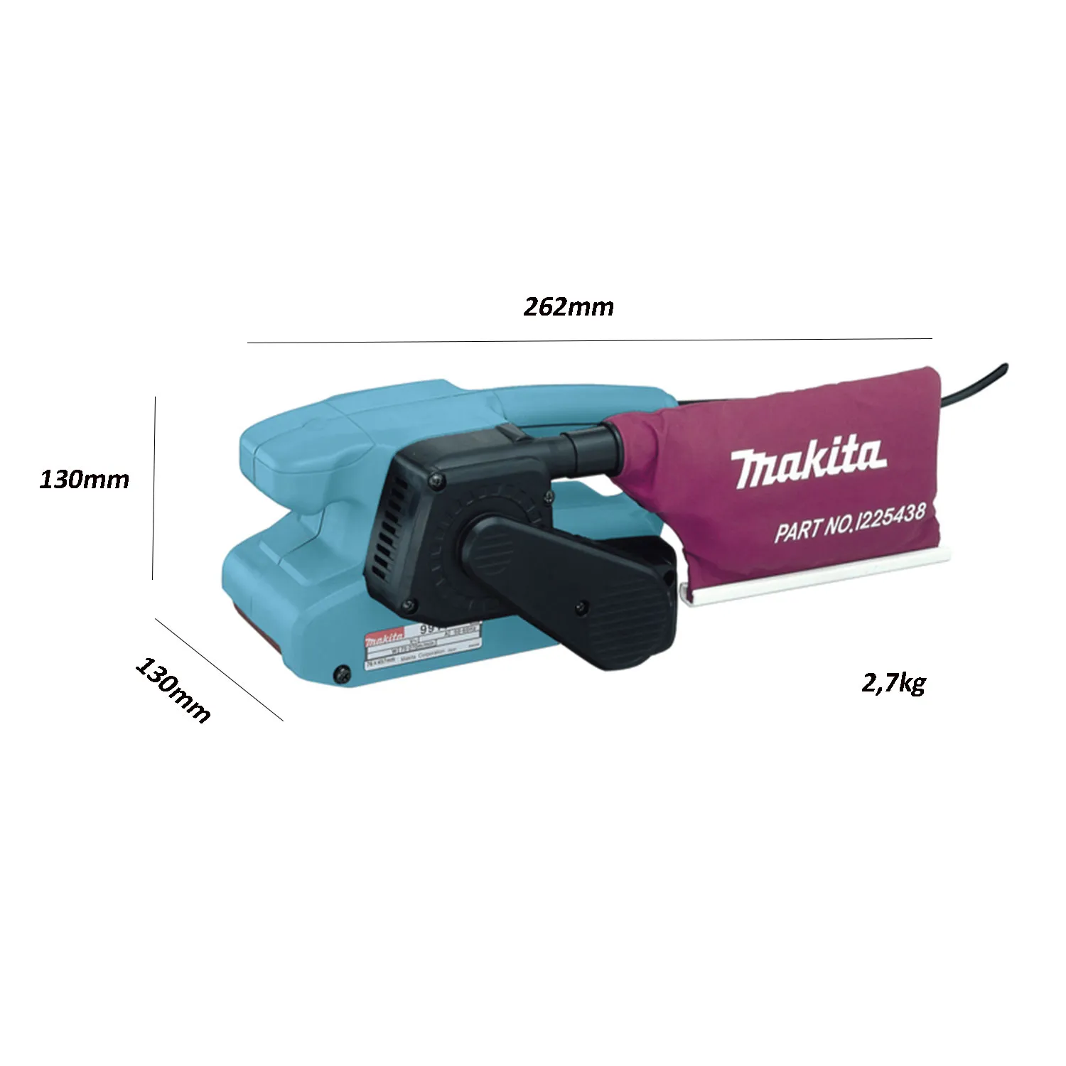 Levigatrice a nastro Makita 9911j 650W nastro abrasivo 76x457mm + OMAGGIO 5 nastri gr60 + valigetta