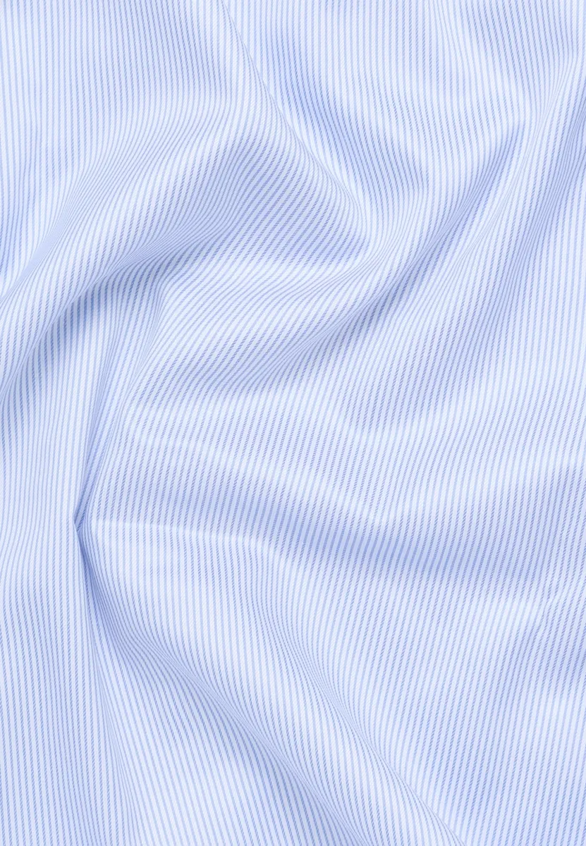 Light blue eterna modern fit striped shirt in non-iron twill cotton