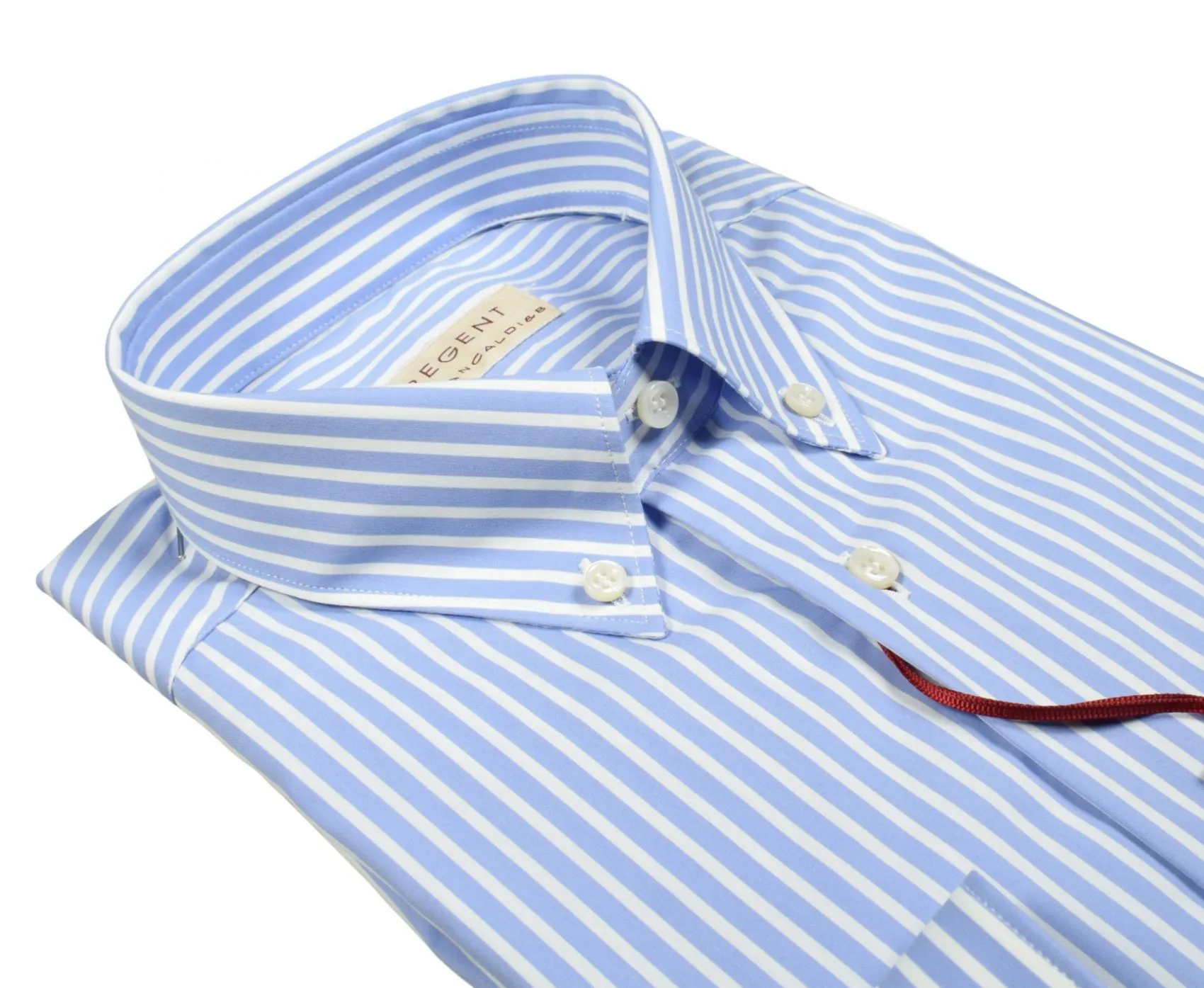 Light blue pancaldi shirt with regular stripes in stretch cotton