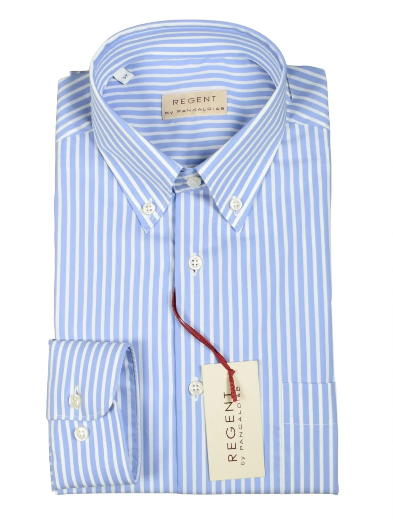 Light blue pancaldi shirt with regular stripes in stretch cotton