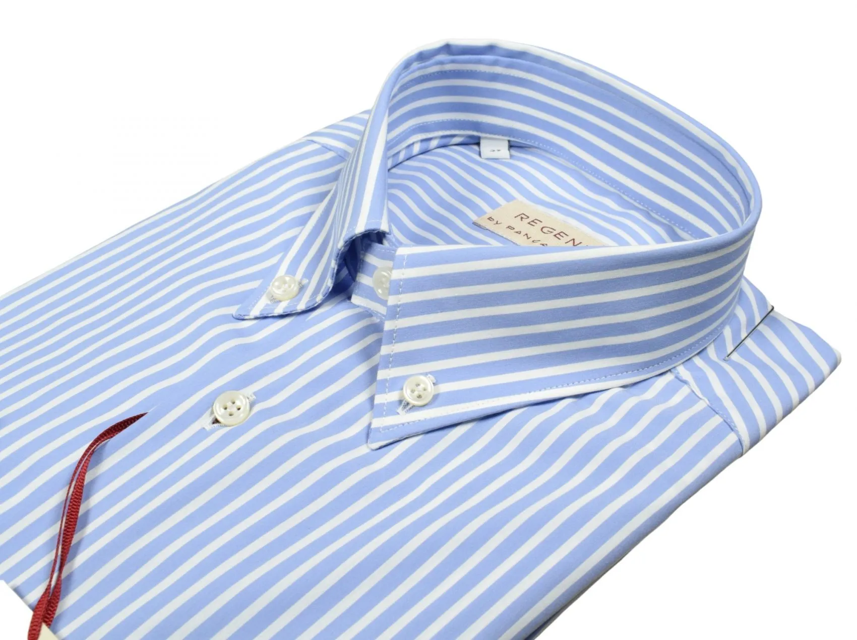 Light blue pancaldi shirt with regular stripes in stretch cotton