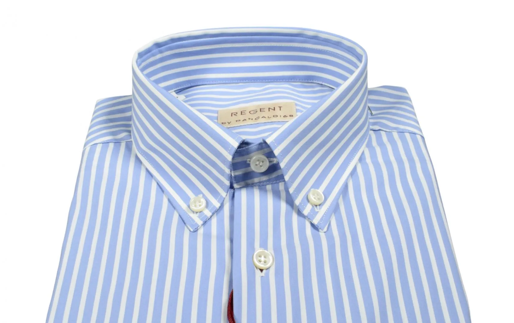 Light blue pancaldi shirt with regular stripes in stretch cotton