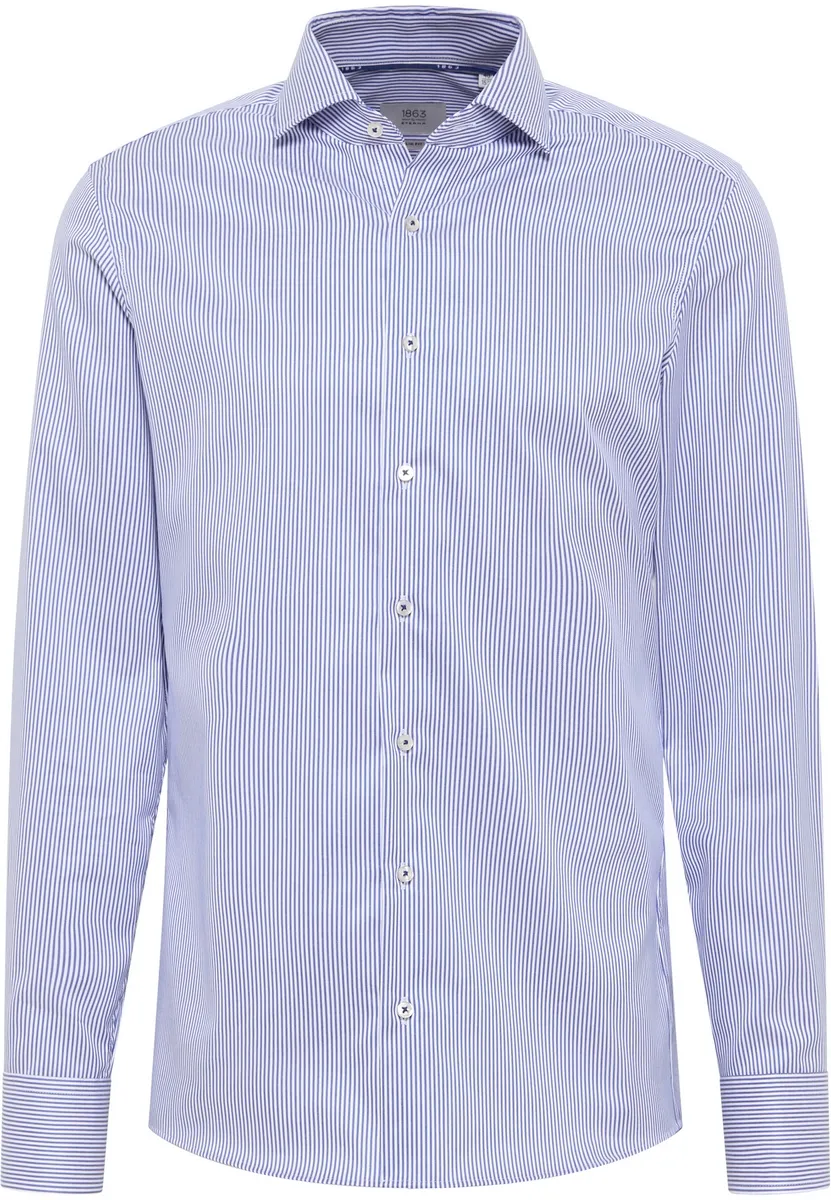 Light blue striped shirt eterna slim fit French collar