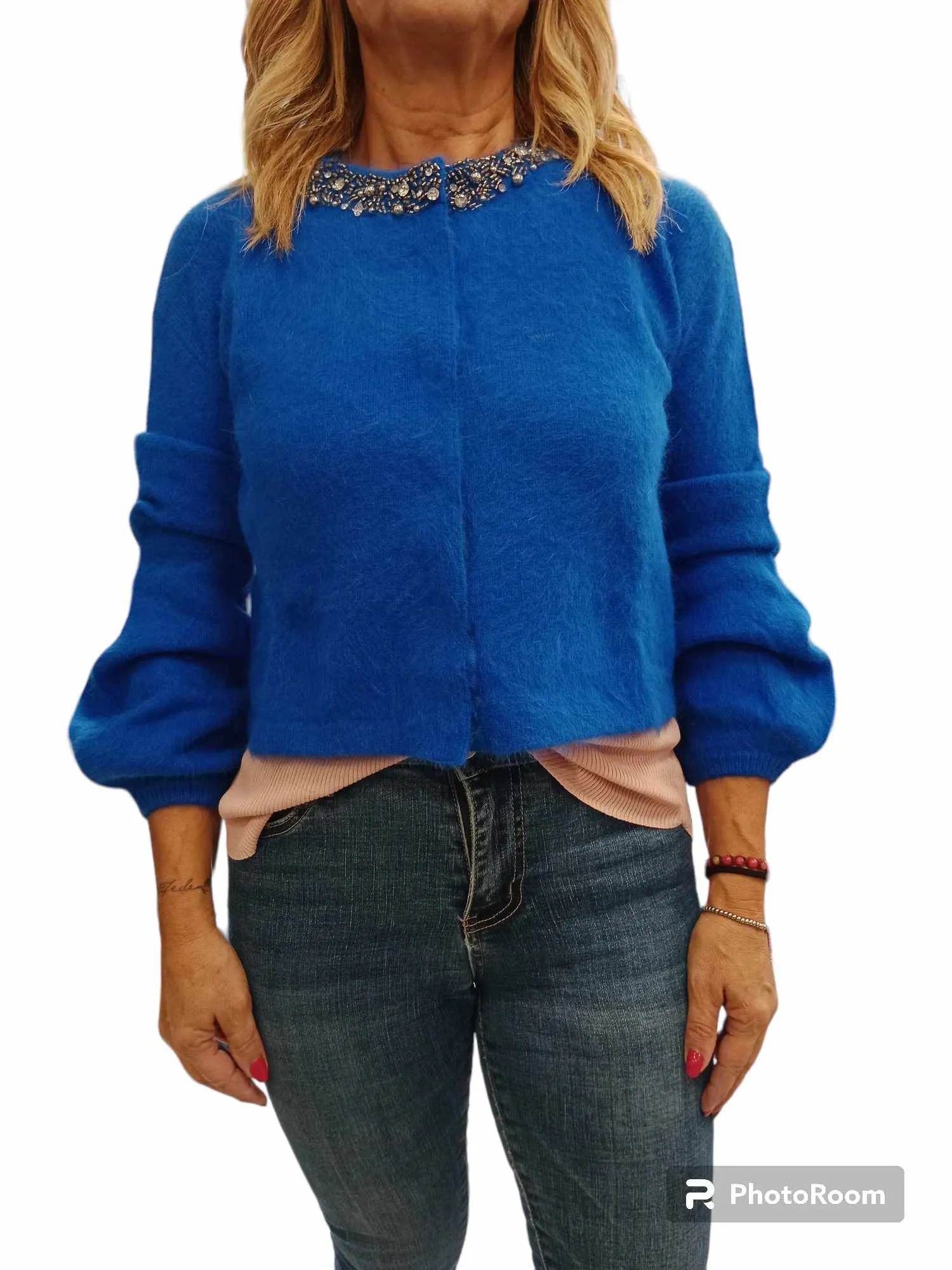 LIU JO MILANO Maglia cardigan con strass manica lunga paricollo CF 3070