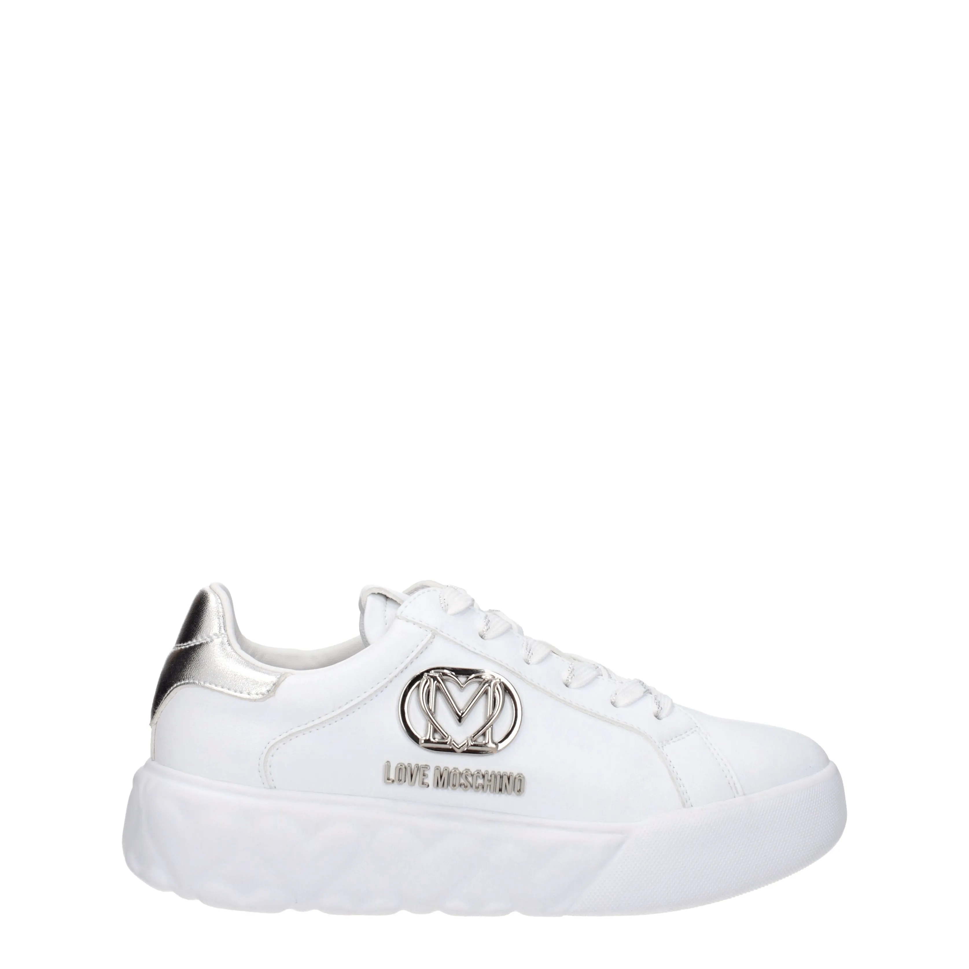 Love Moschino Sneakers Donna Pelle Bianco/Argento