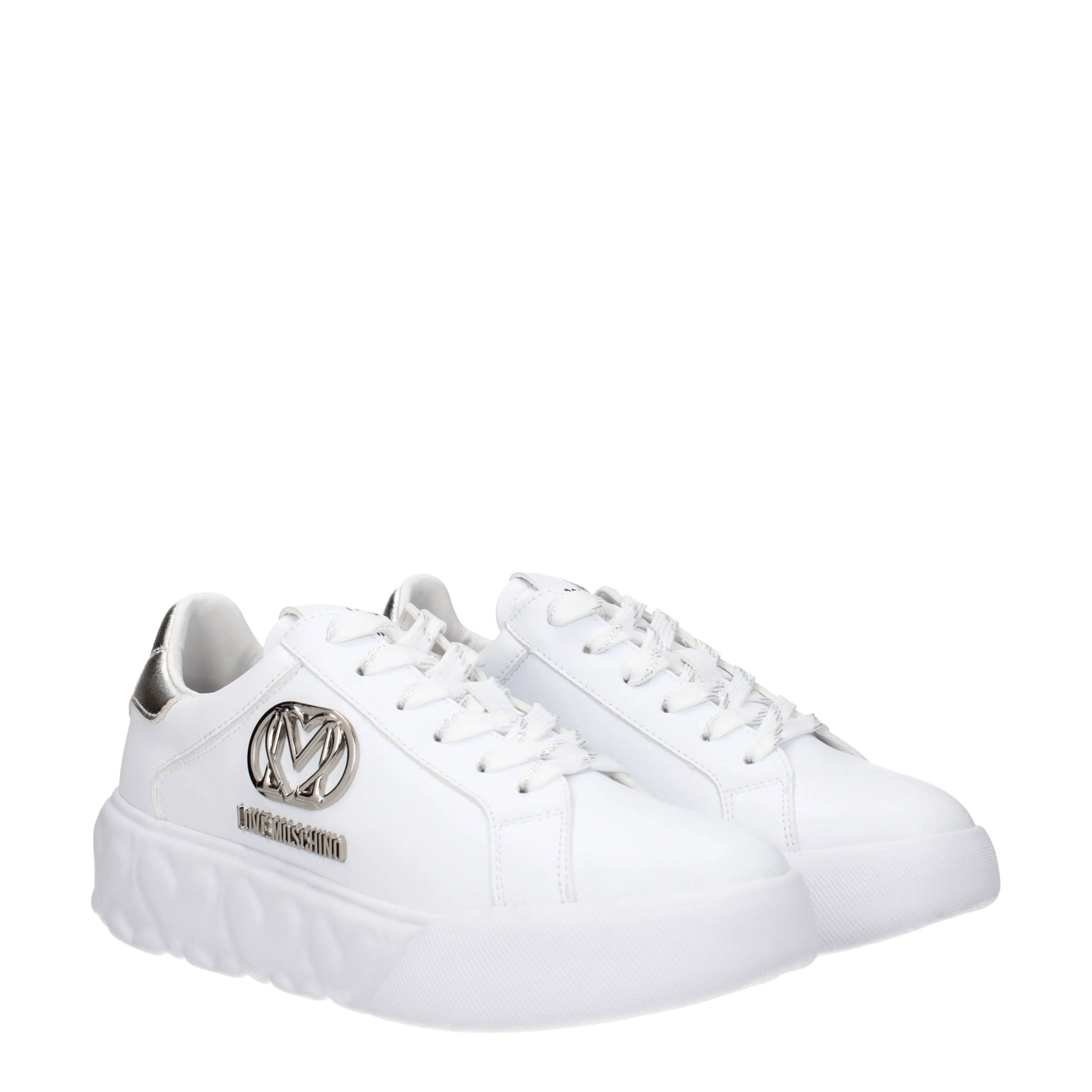 Love Moschino Sneakers Donna Pelle Bianco/Argento