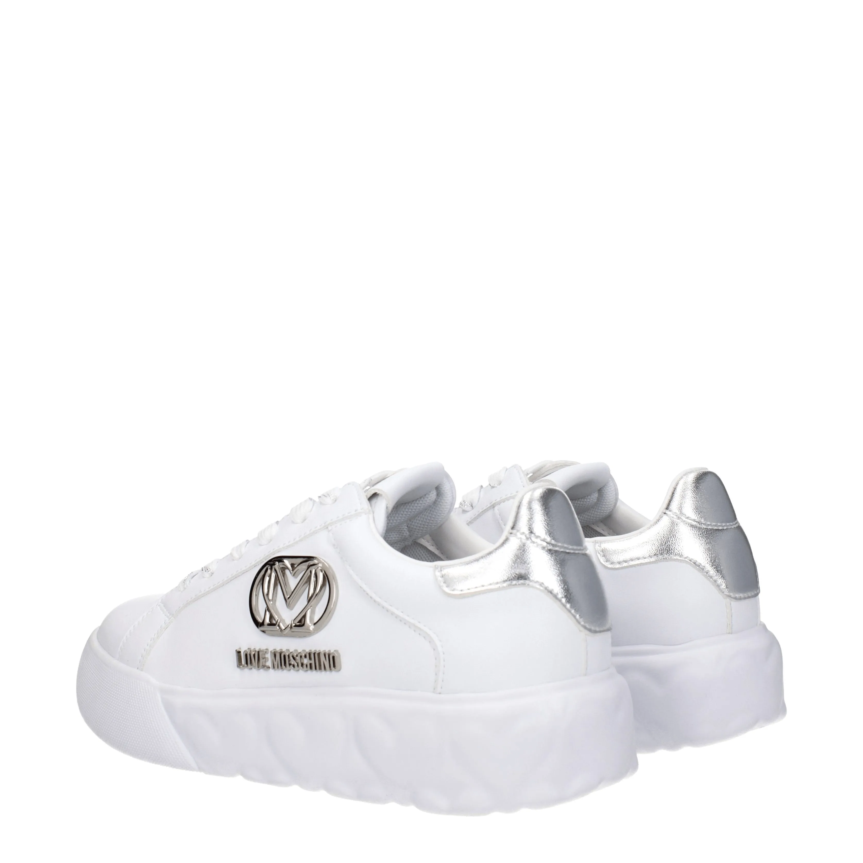 Love Moschino Sneakers Donna Pelle Bianco/Argento