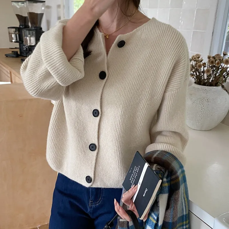 Maglione cardigan monopetto loose fit per donna