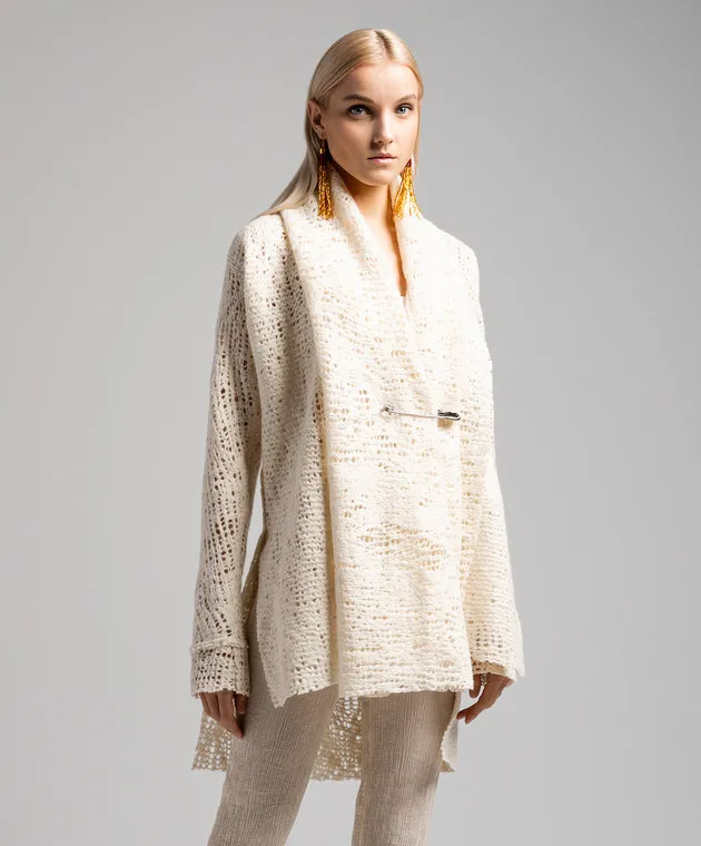 Marc Le Bihan Cardigan bianco con spacchi 2715H2324