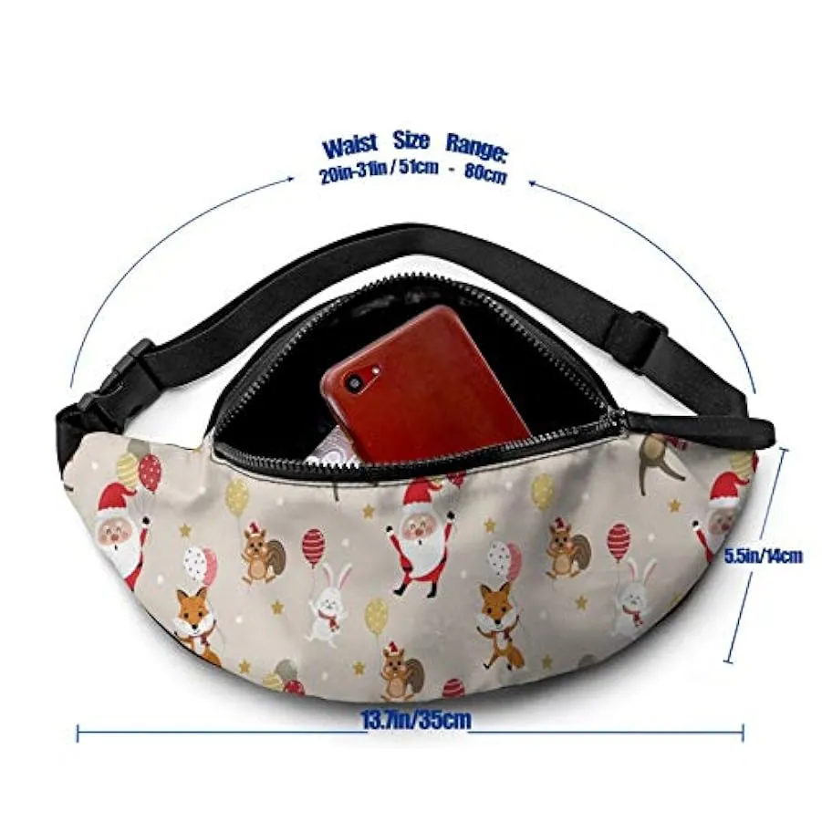 Marsupio per Uomo Donna,Buon Natale Babbo Natale Marsupio con Cintura Tasca a Tracolla Regolabile Borsa a Tracolla Borsa sul Pet