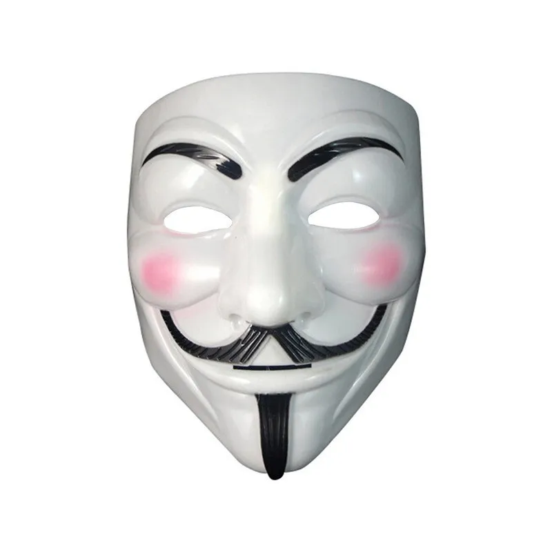 MASCHERA RIGIDA BIANCA ANONIMOUS TRAVESTIMENTI DI CARNEVALE HALLOWEEN E PARTY A TEMA ANONYMOUS V PER VENDETTA HORROR