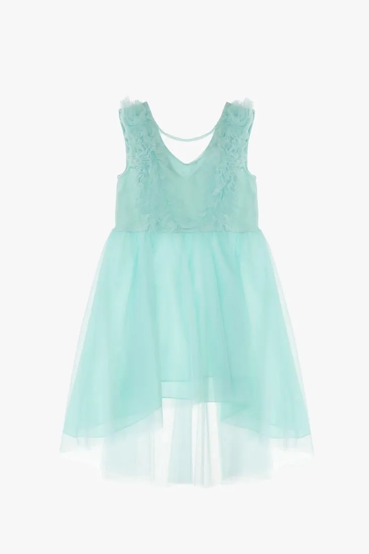 Mini abito smanicato bambina monocolour con ruches
