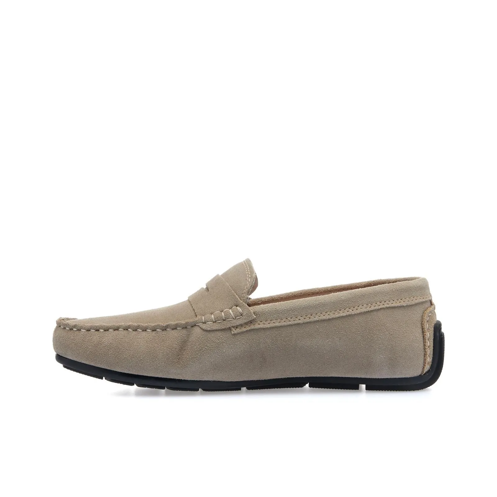 Mocassini beige in suede con cuciture