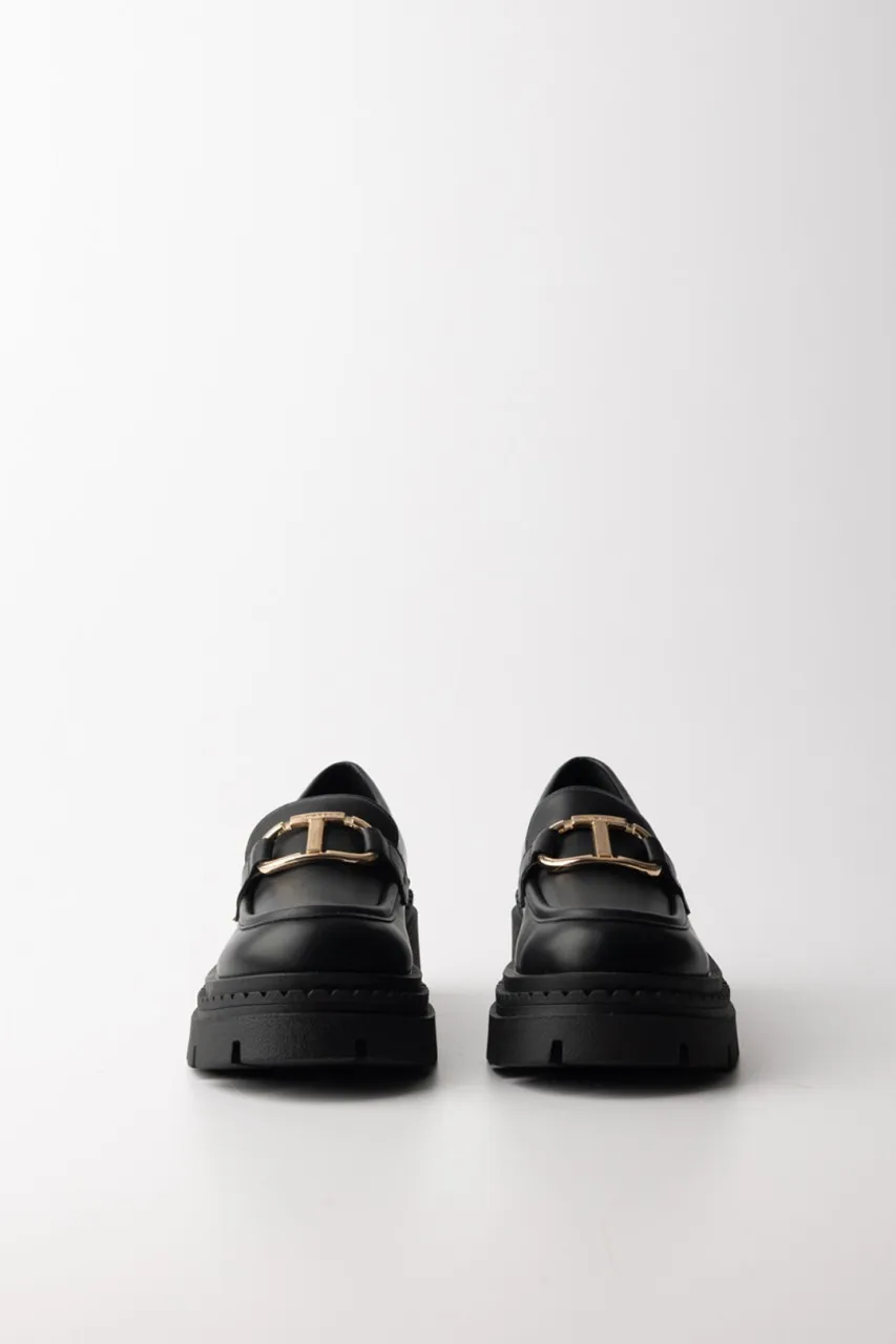 Mocassini con logo Oval T Nero