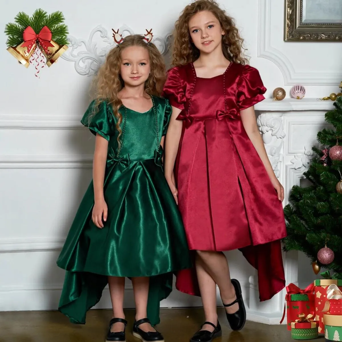 Natale ragazze fiore principessa abito festa di compleanno abiti bambini vestiti bambini elegante abito da ballo da sposa formal