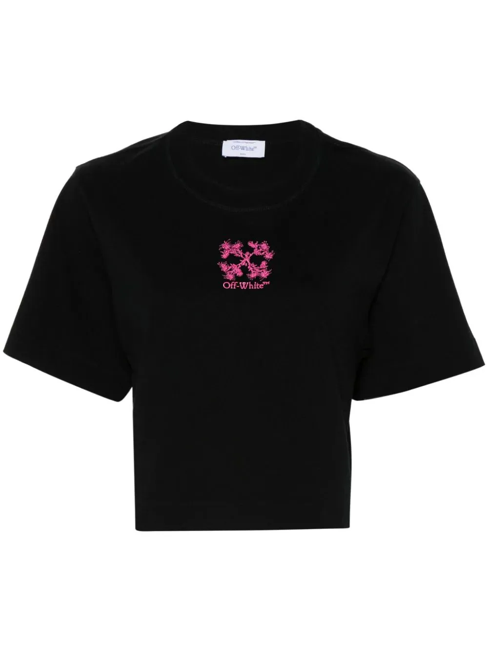 Off White Black Cotton Crop Thirt