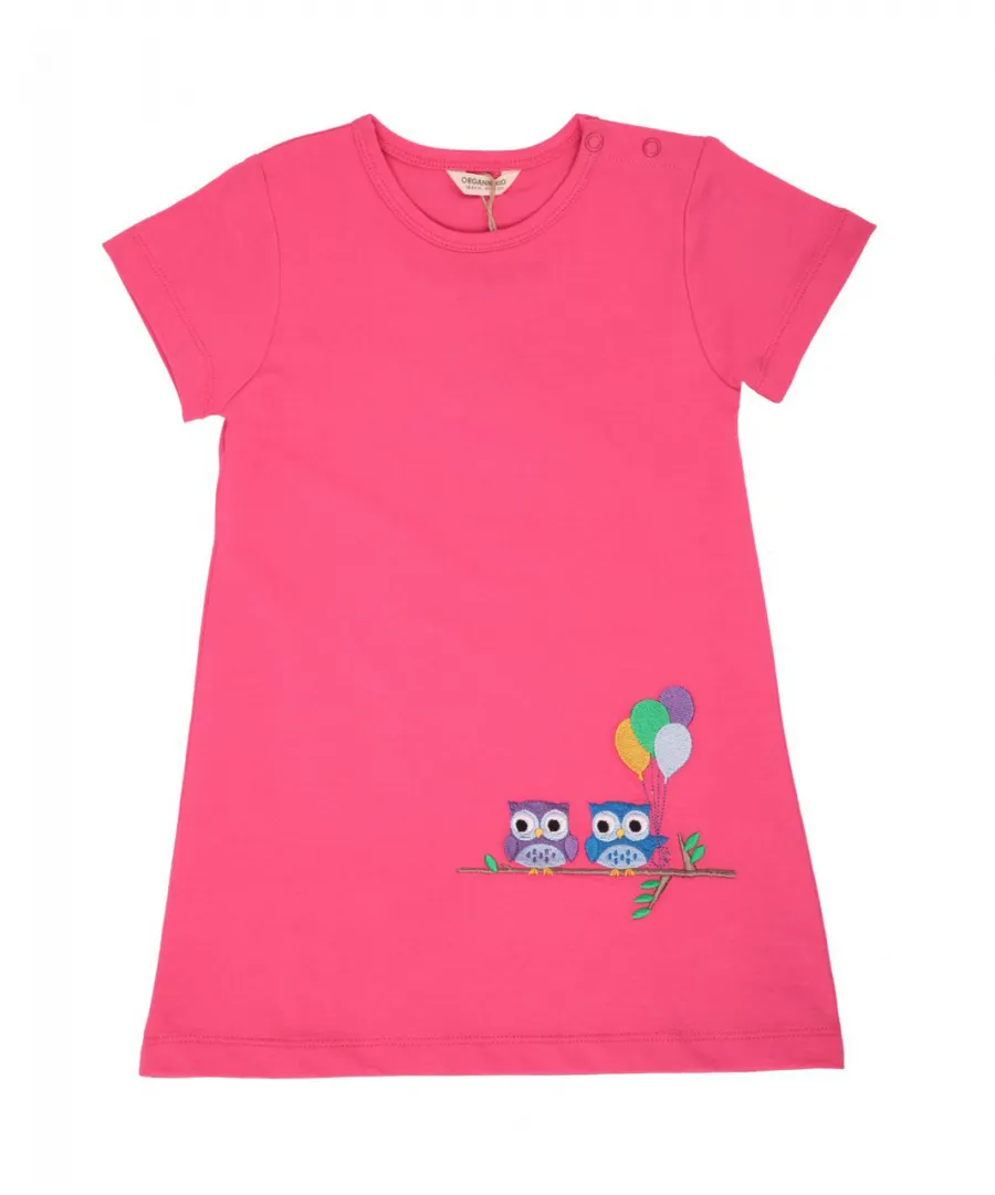 Organickid - Vestito gufo rosa 2 anni