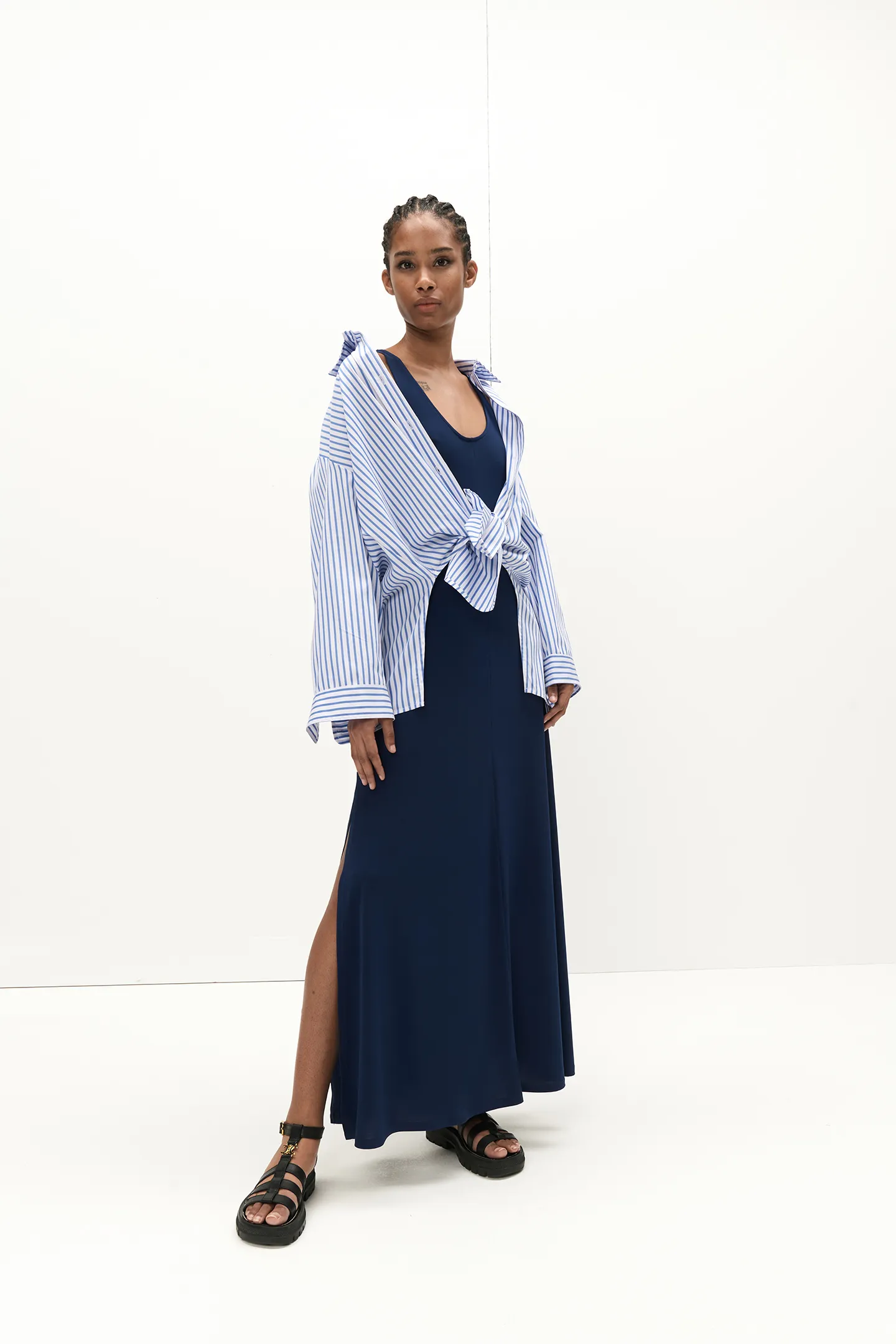 OVER STRIPED POPLIN SHIRT