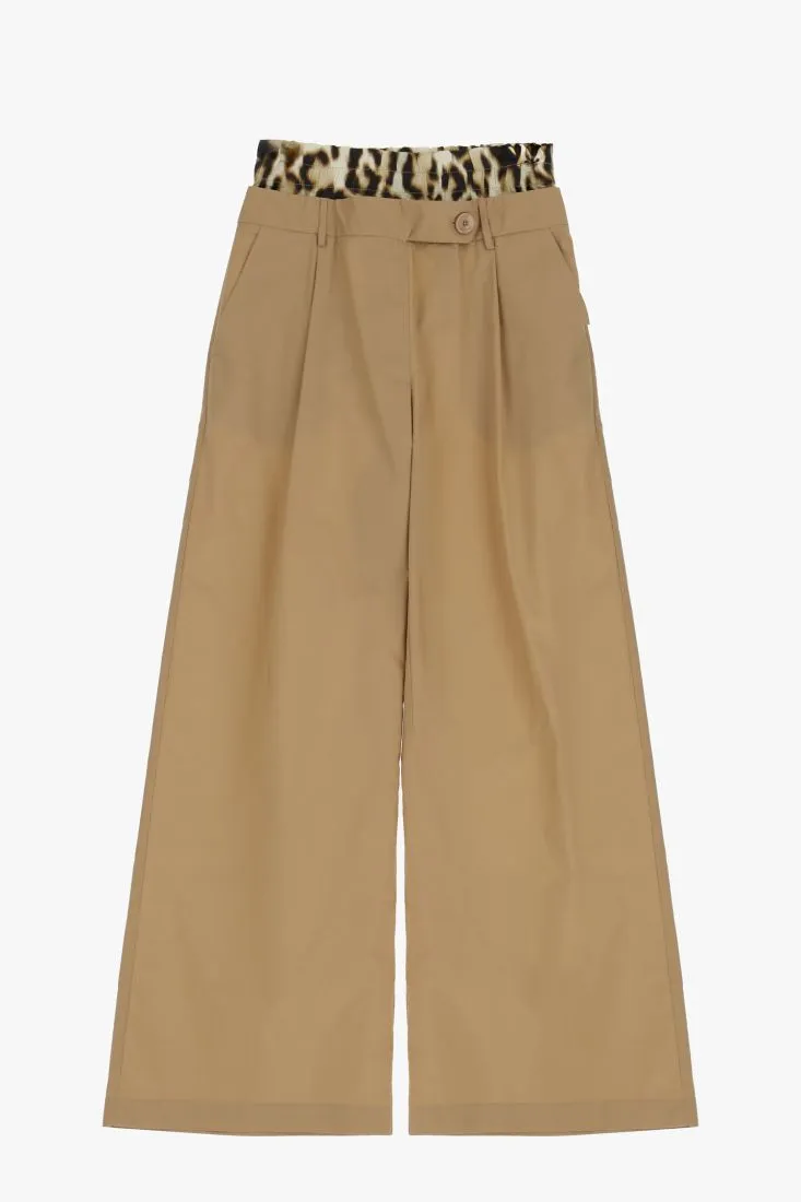 Pantaloni a palazzo in puro cotone con pinces