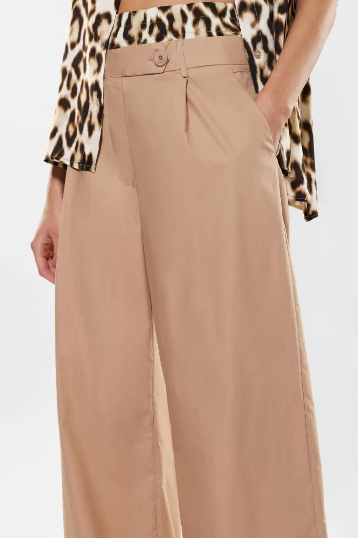 Pantaloni a palazzo in puro cotone con pinces