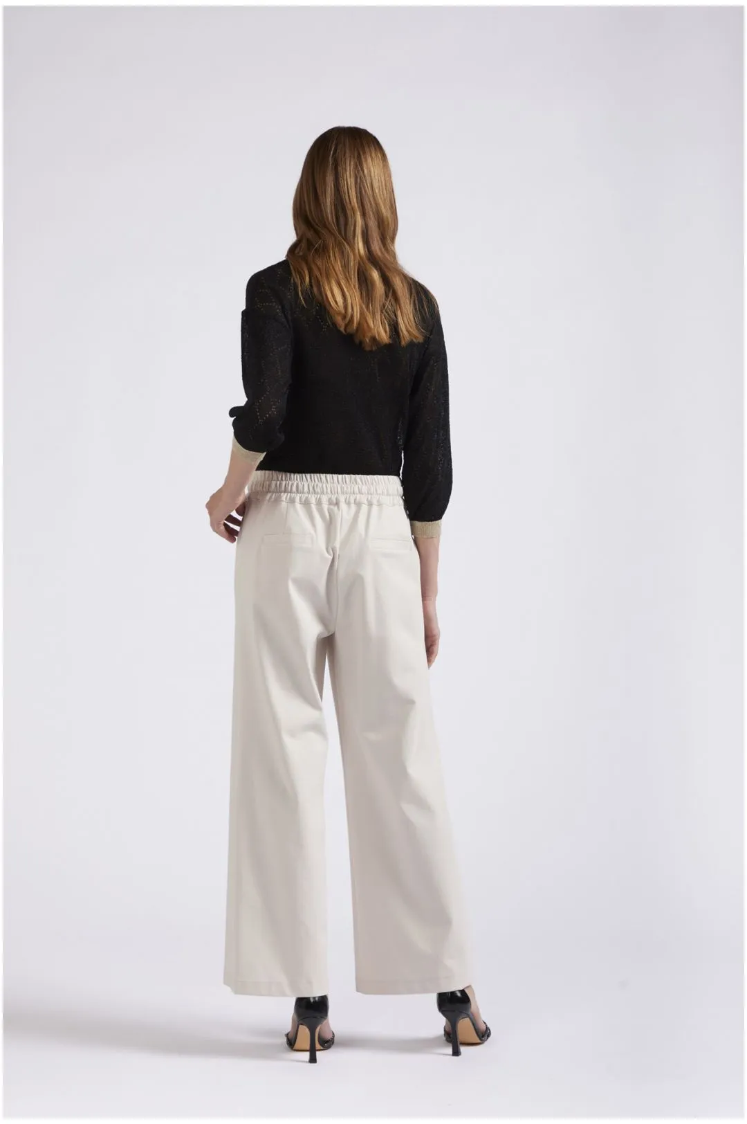 pantaloni con cinturino elasticato gesso