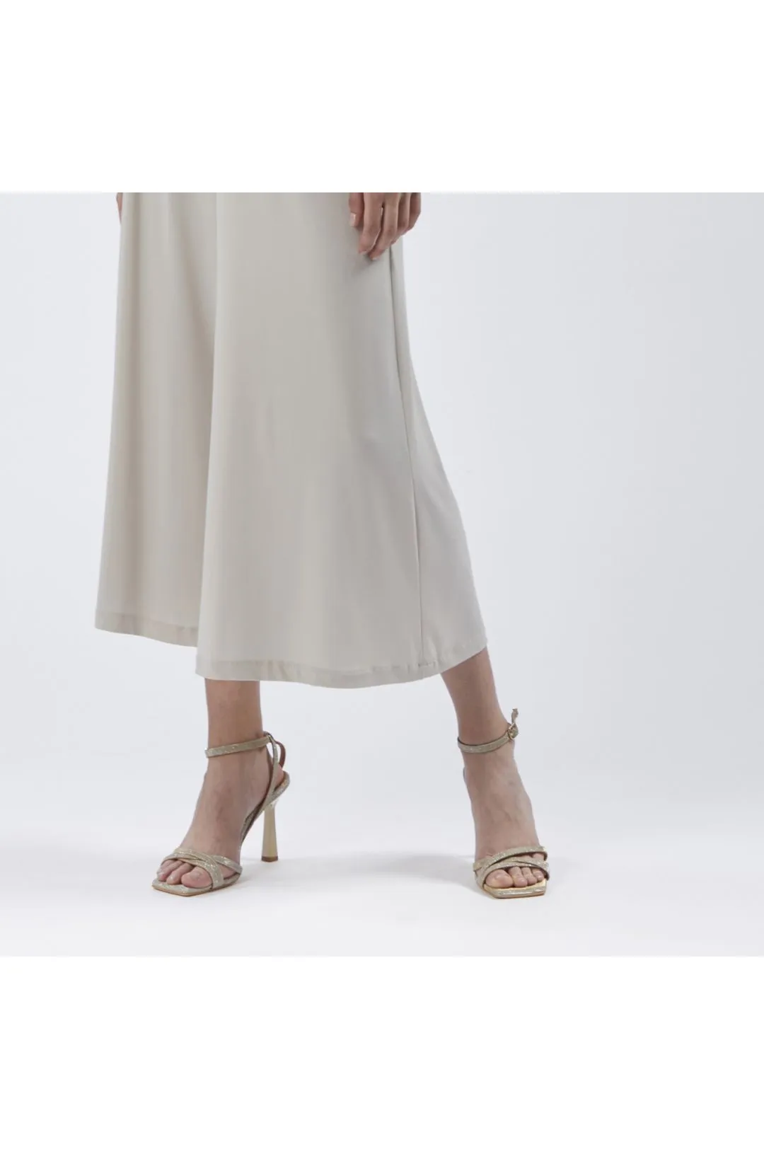 pantaloni culotte con elastico gesso
