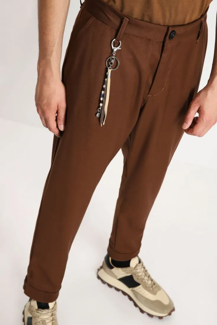 Pantaloni straight con pendente con perline multicolor