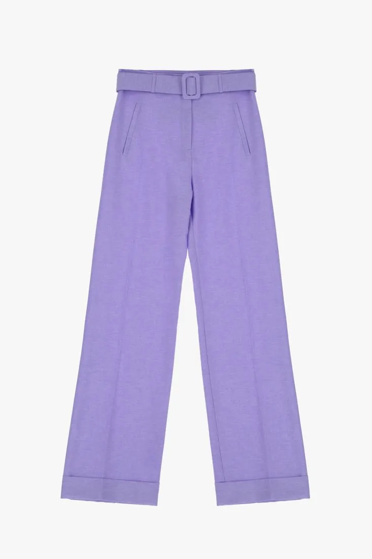 Pantaloni straight monocolour con cintura e tasche verticali