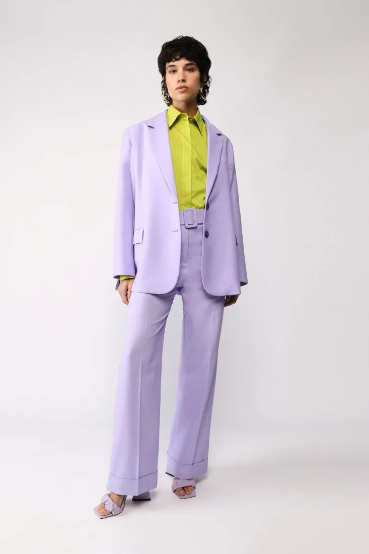 Pantaloni straight monocolour con cintura e tasche verticali