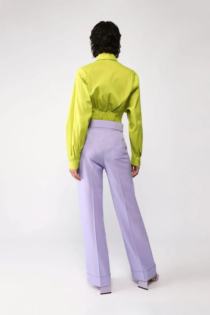 Pantaloni straight monocolour con cintura e tasche verticali