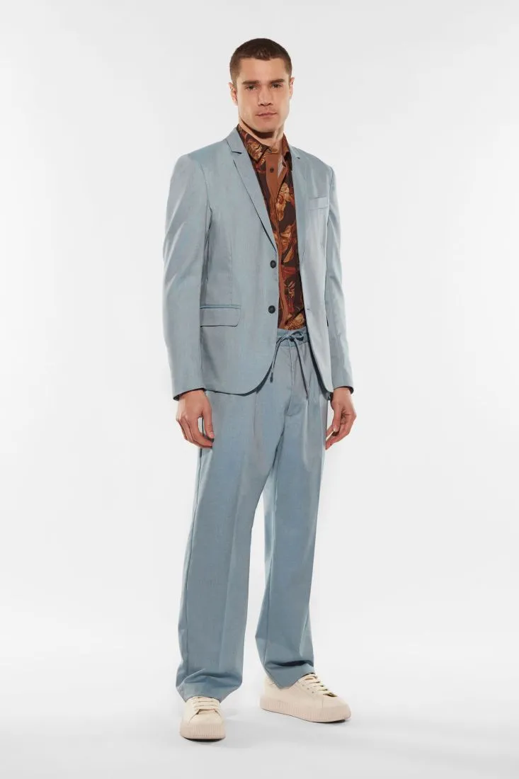 Pantaloni straight monocolour con pinces e coulisse