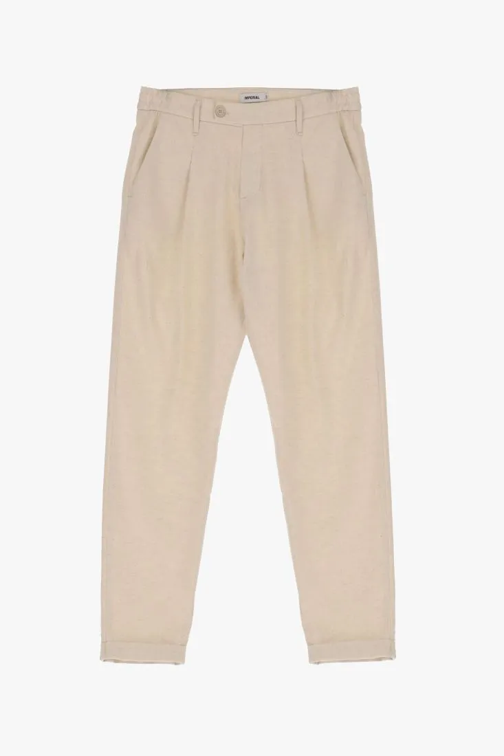 Pantaloni straight monocolour con vita elasticizzata e pinces