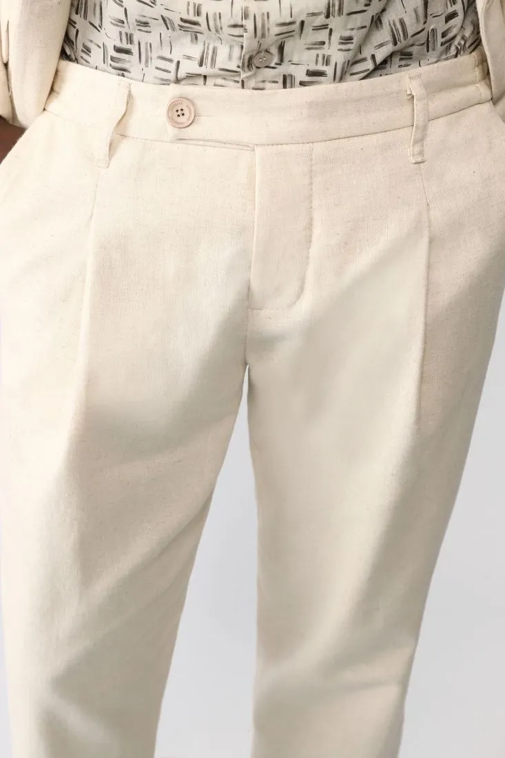 Pantaloni straight monocolour con vita elasticizzata e pinces