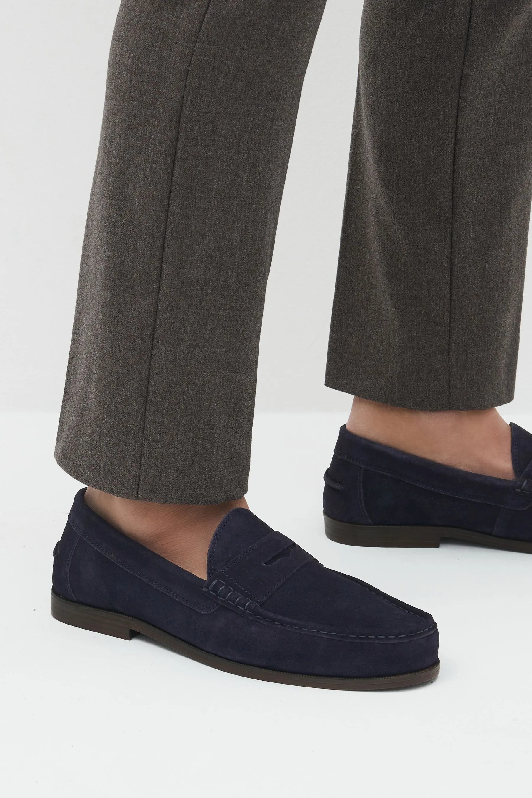 Pelle scamosciata blu navy  - Mocassini classici