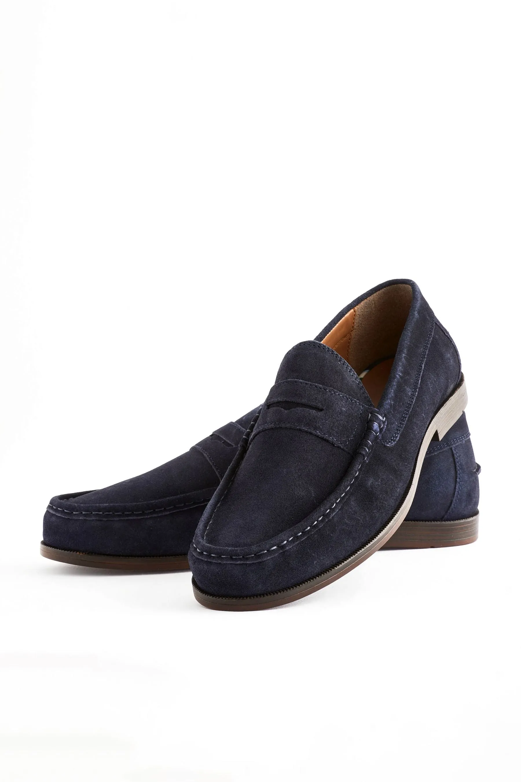 Pelle scamosciata blu navy  - Mocassini classici