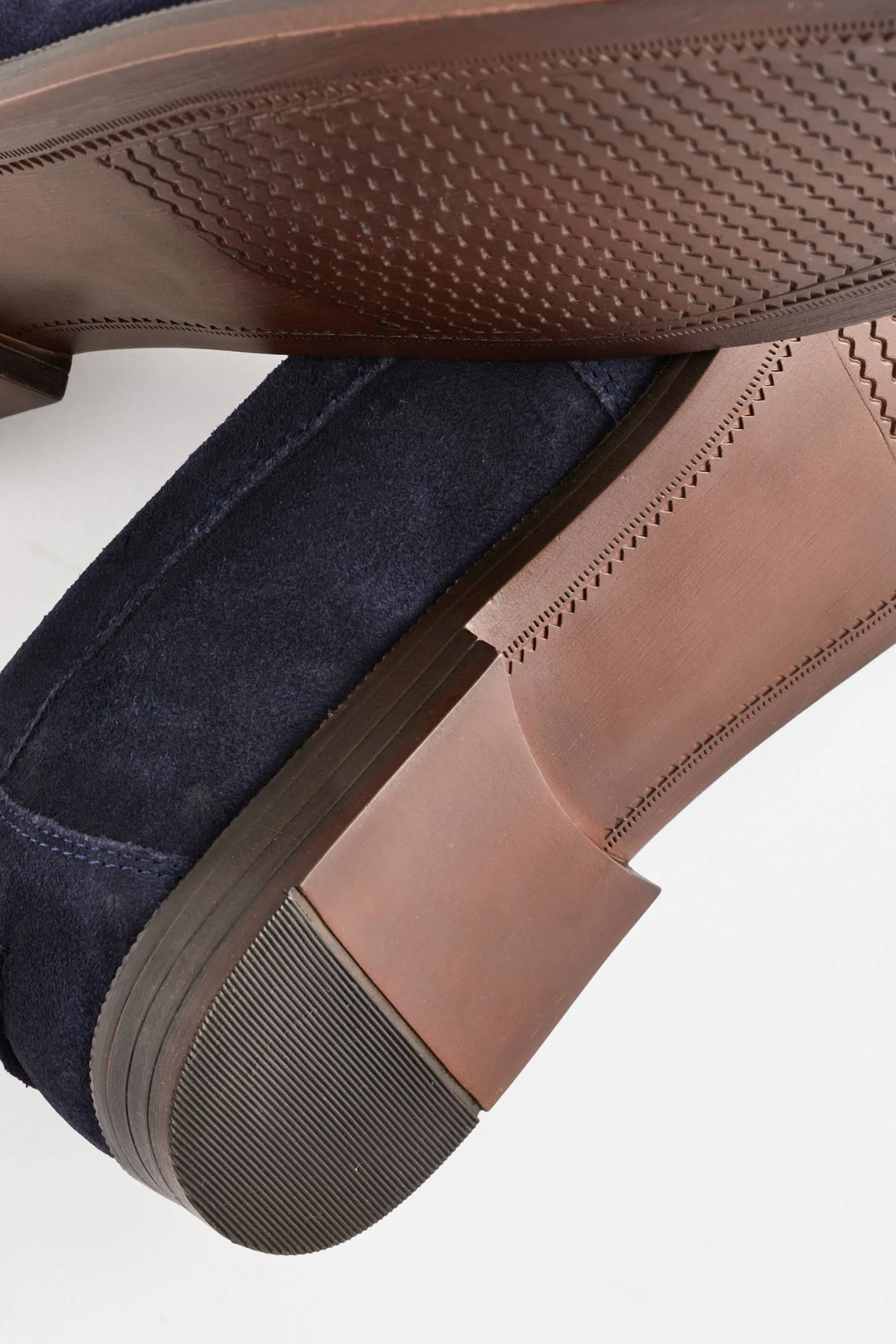 Pelle scamosciata blu navy  - Mocassini classici