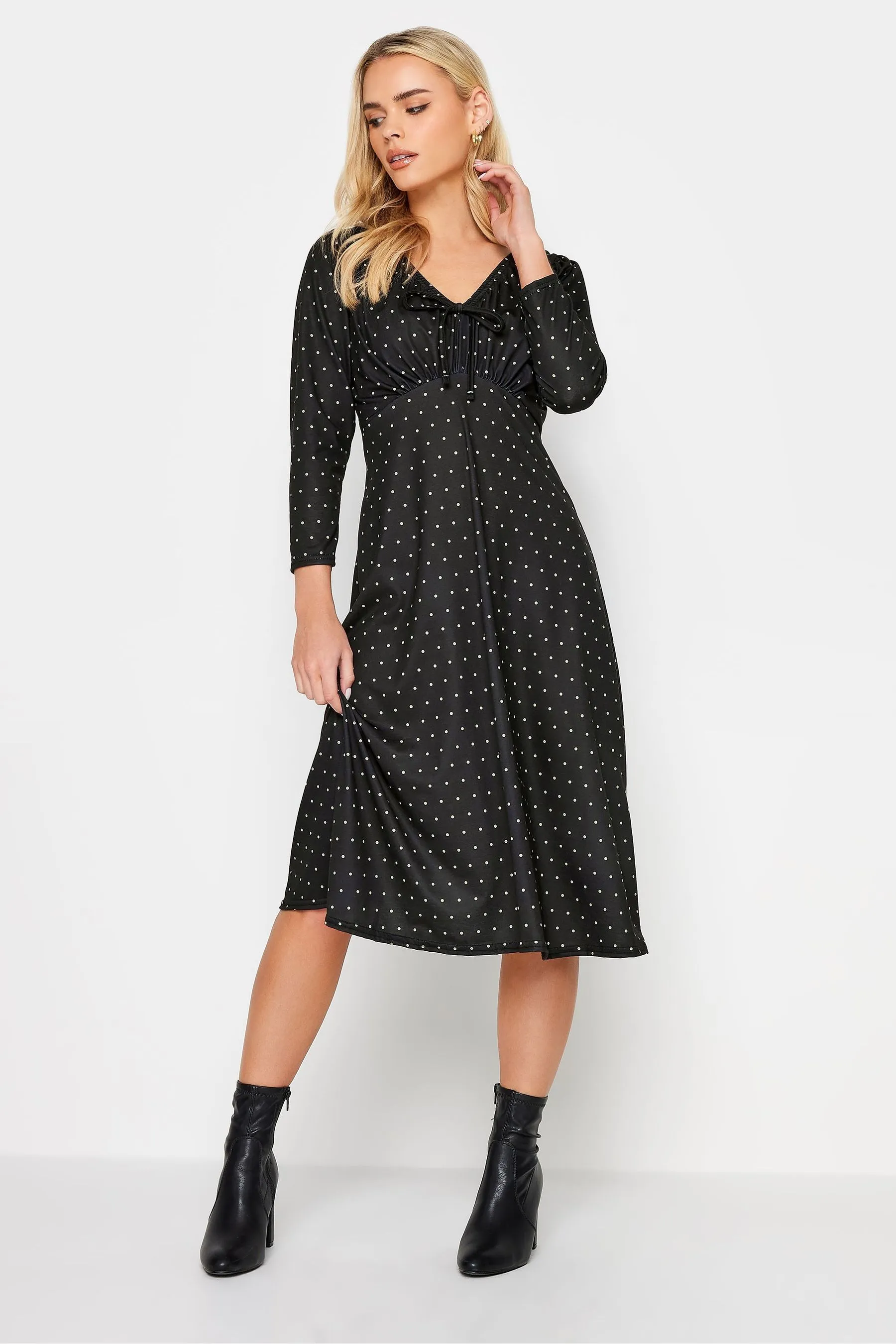 PixieGirl Petite - Abito midi con scollo a V e allacciatura frontale