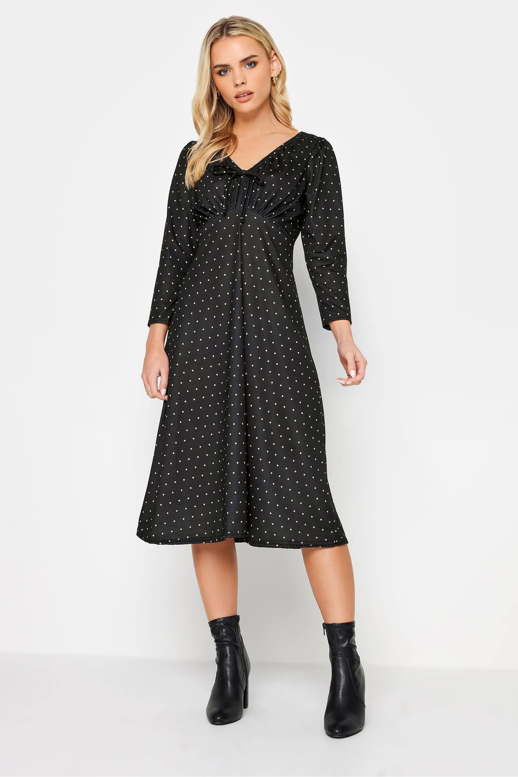 PixieGirl Petite - Abito midi con scollo a V e allacciatura frontale