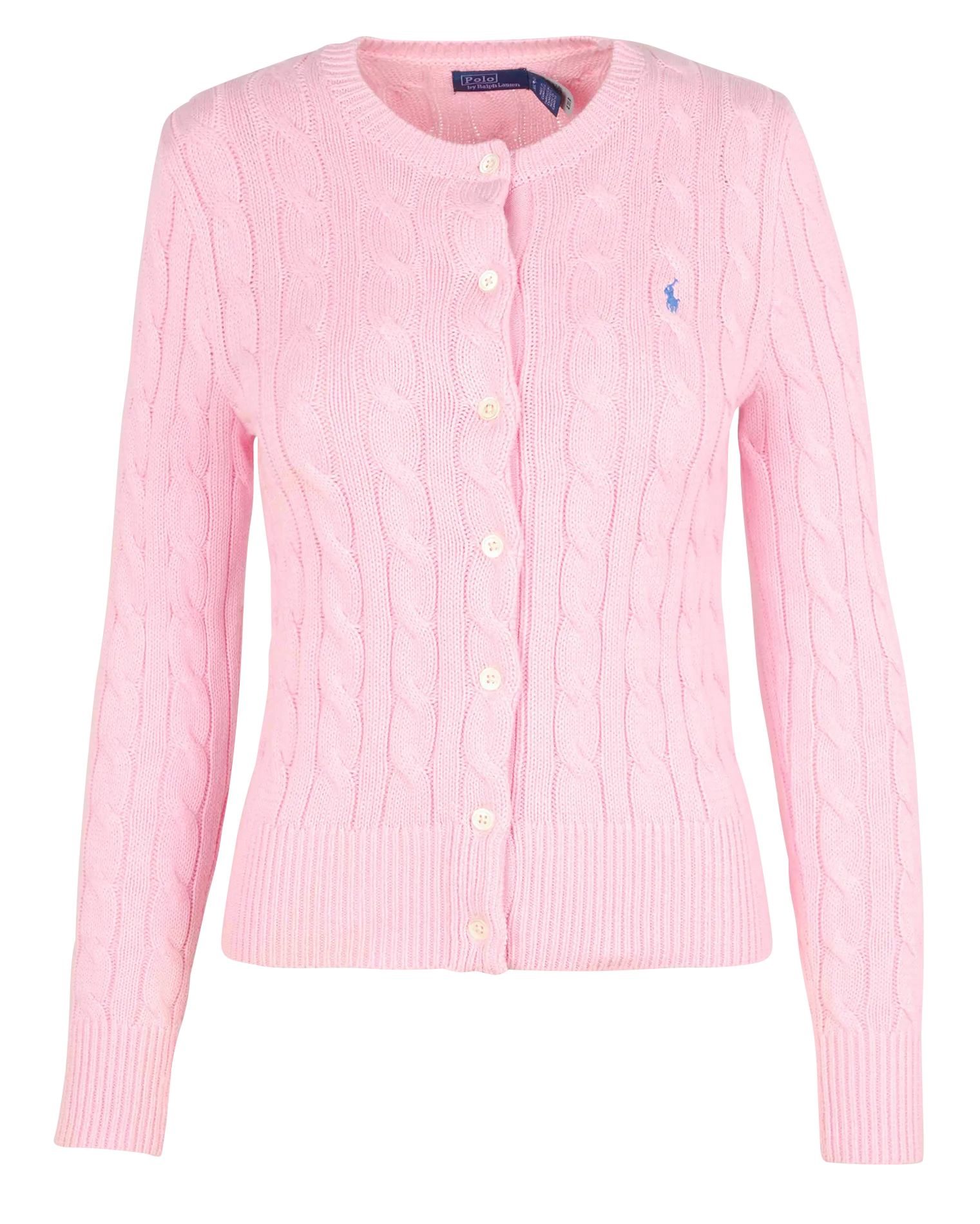  POLO RALPH LAUREN   Cardigan scollo tondo ricamato in cotone | Rosa
