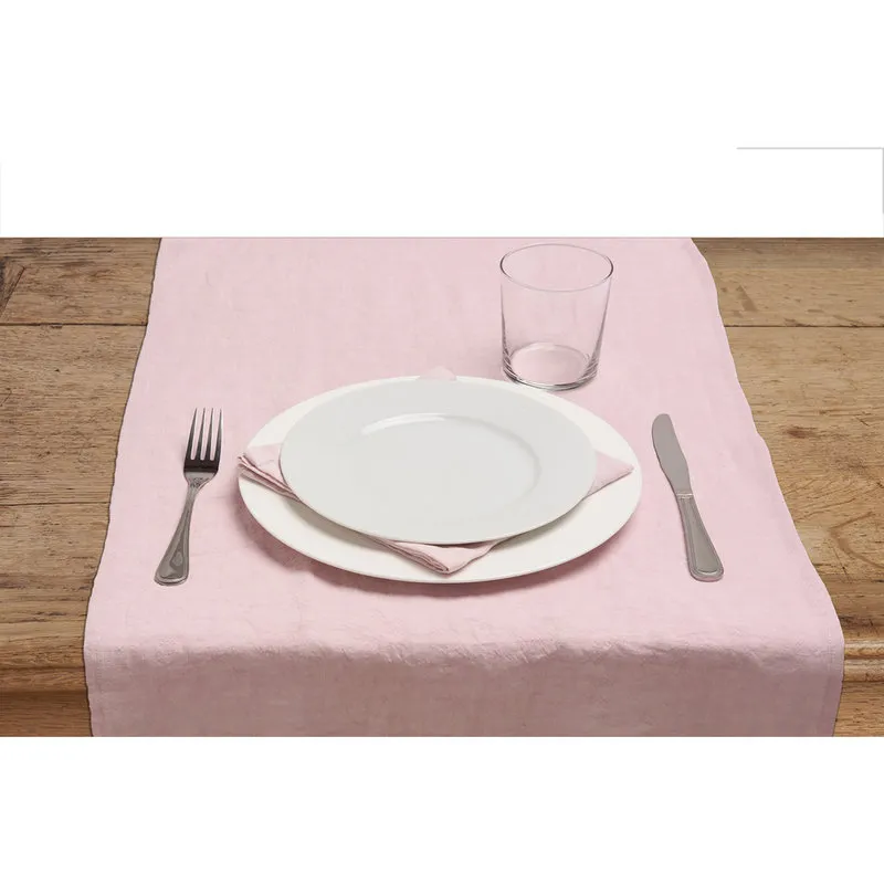 Puro lino tavola Runner 45x140 Puro Lino Rosa Perla