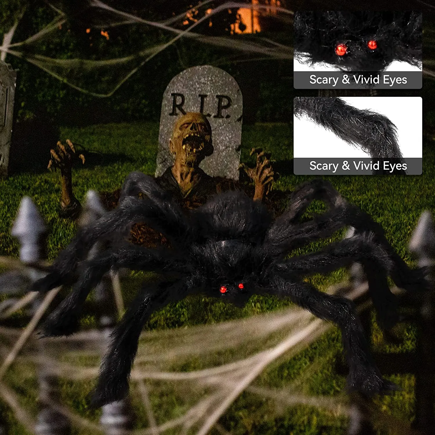 Ragnatela per Halloween, 5 m, motivo triangolare, ragnatela gigante, 125 cm, accessori per feste di Halloween, con ragnatela sup