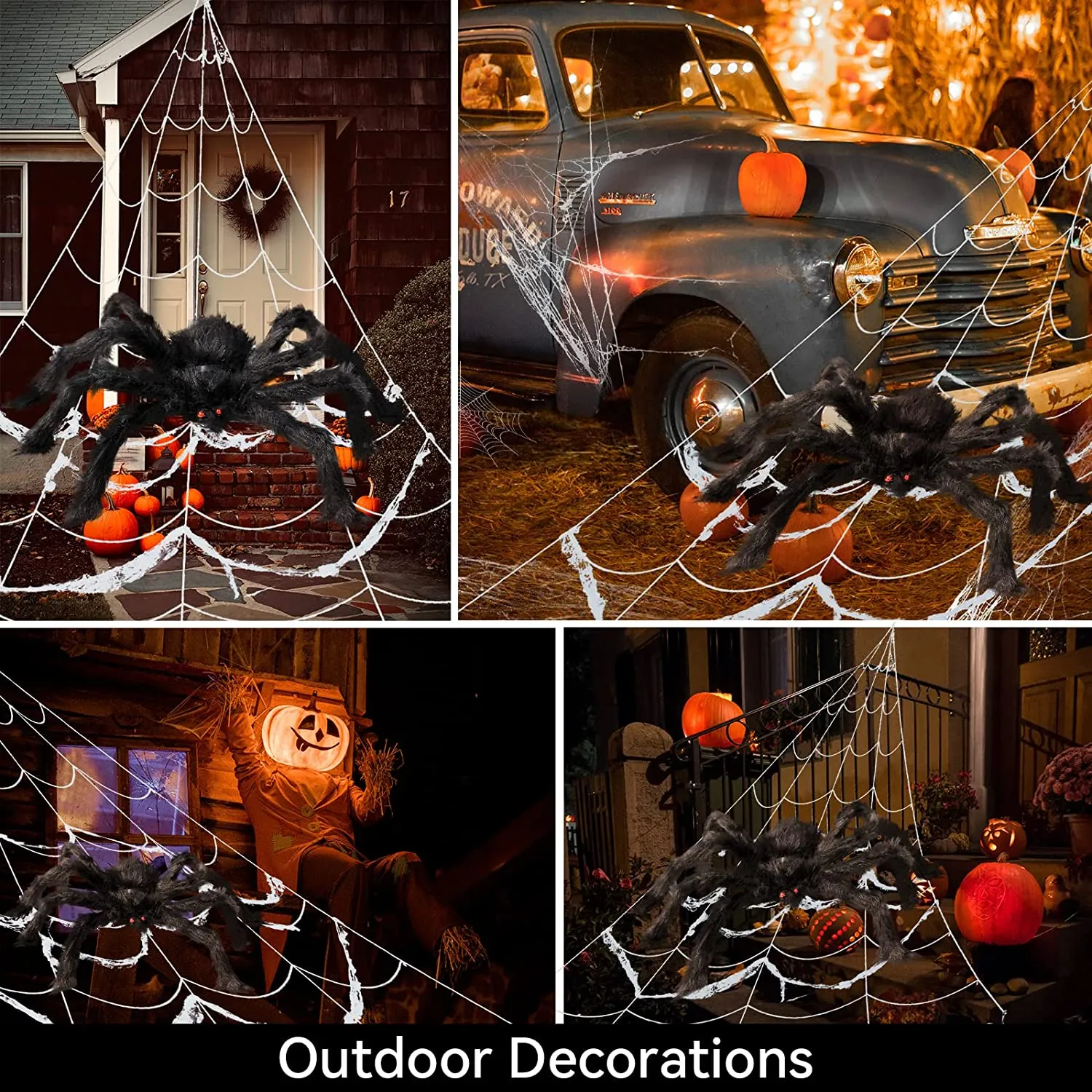 Ragnatela per Halloween, 5 m, motivo triangolare, ragnatela gigante, 125 cm, accessori per feste di Halloween, con ragnatela sup