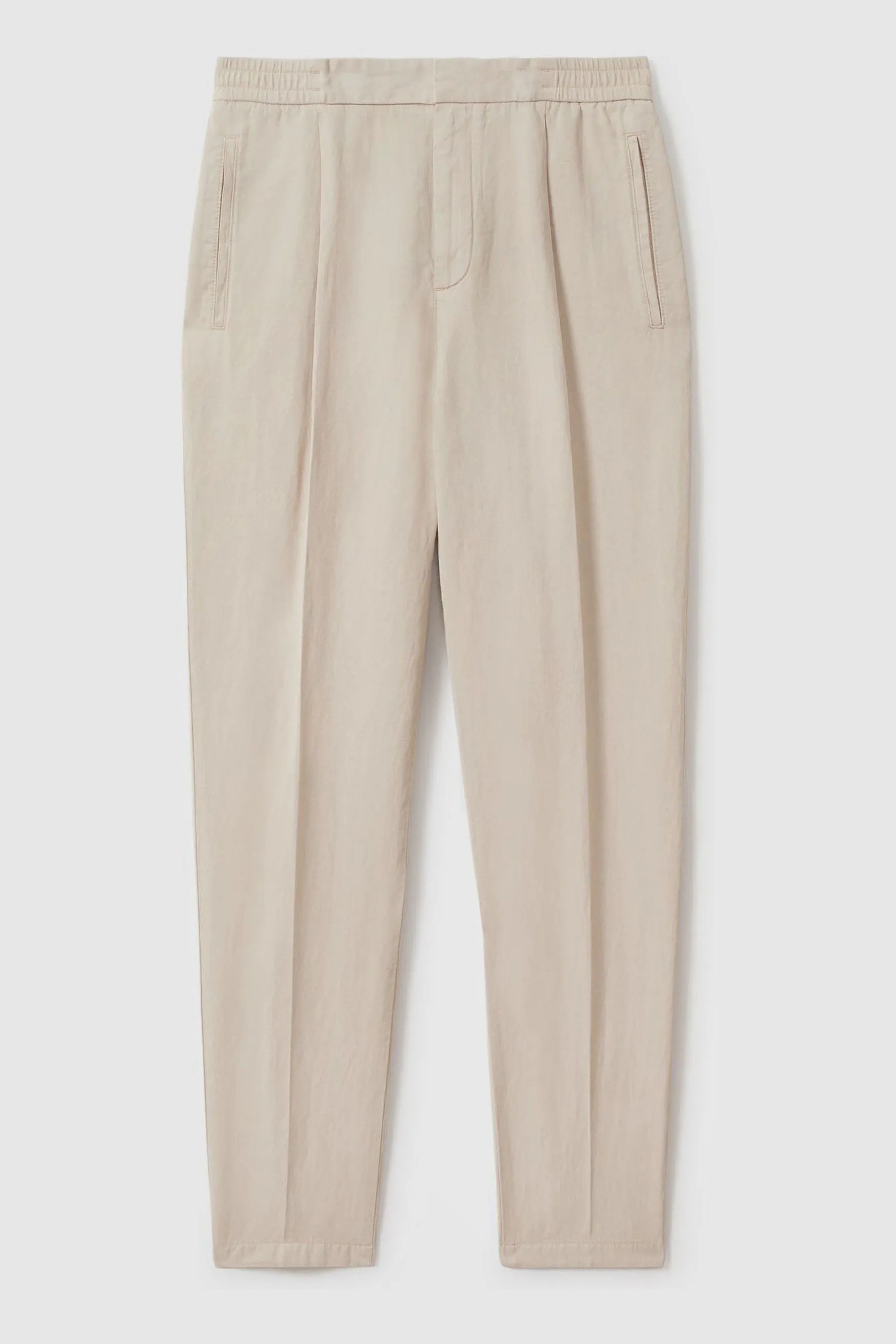 Reiss Pact Pantaloni Relaxed in Cotone/Lino con Elastico in Vita    